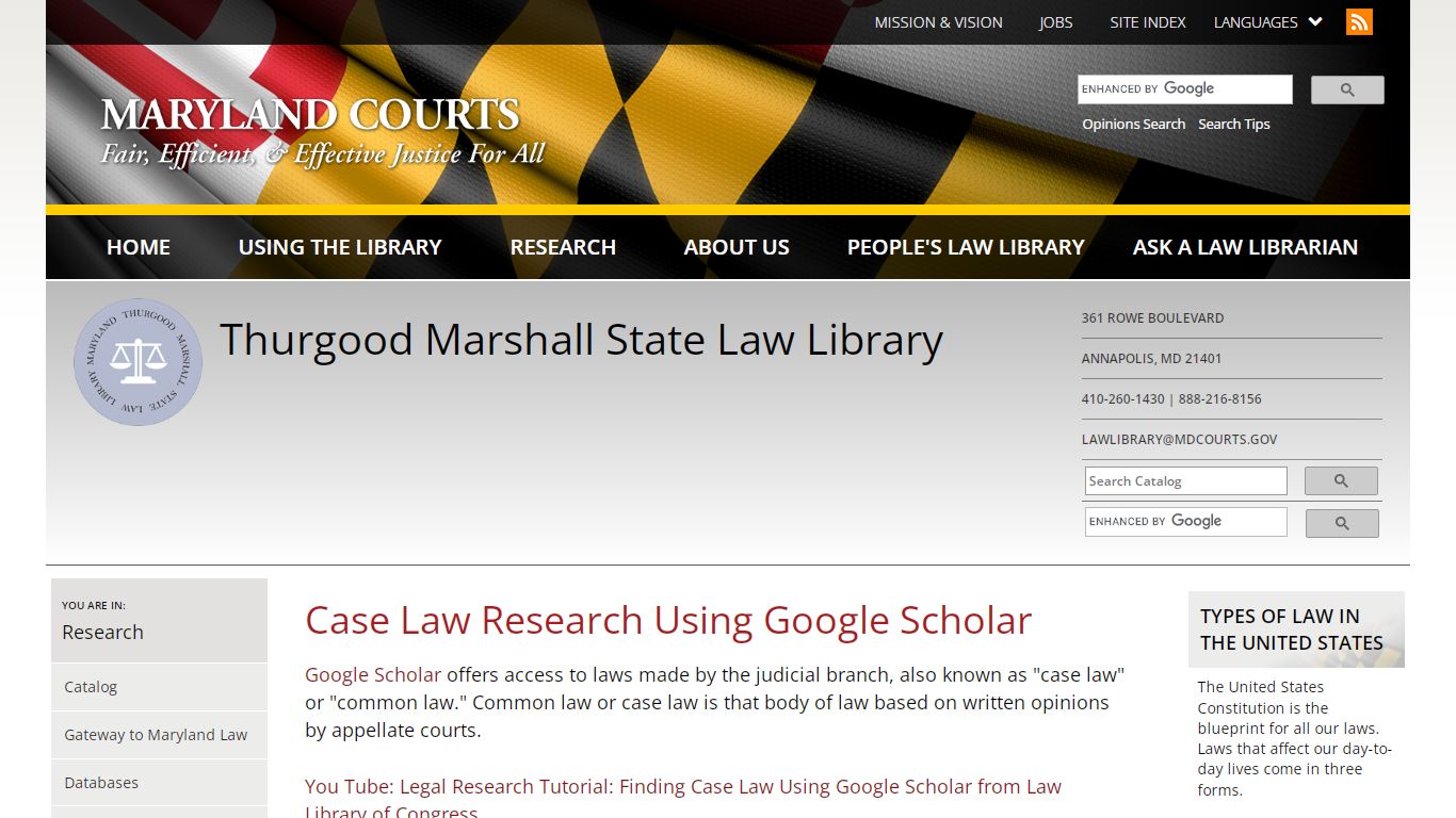 Case Law Research Using Google Scholar | Maryland Courts