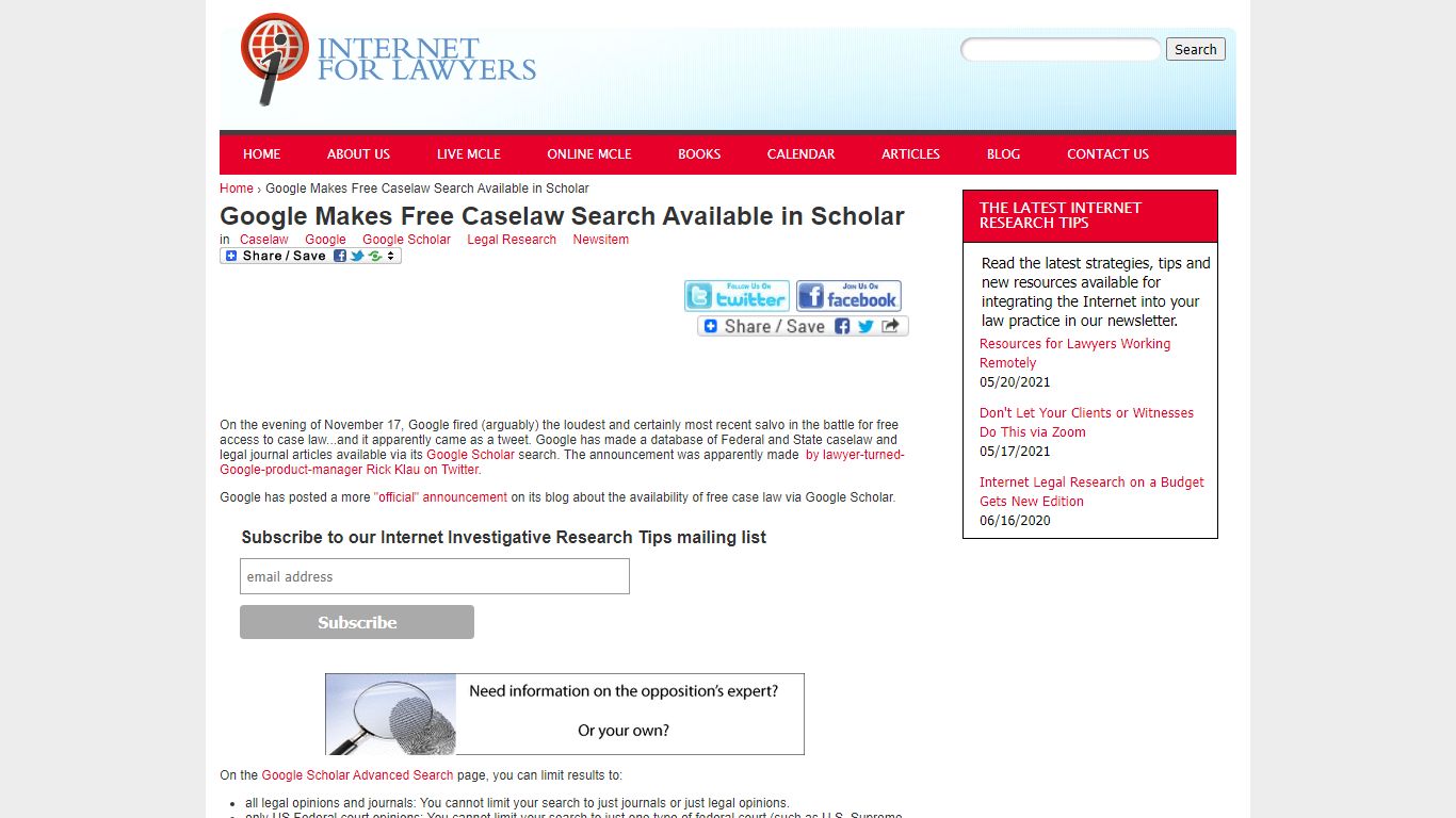 Google Makes Free Caselaw Search Available in Scholar