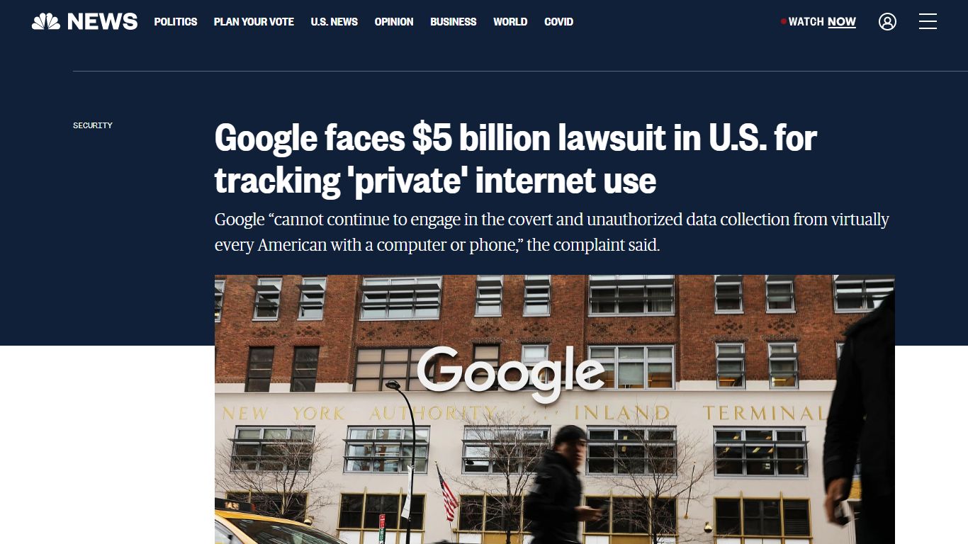 Google faces $5 billion lawsuit in U.S. for tracking 'private' internet use
