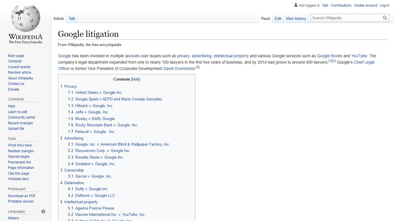Google litigation - Wikipedia